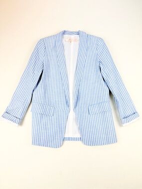 Esqualo Cotton Blazer Blue White Stripe Preppy Coastal Chic Lightweight Jacket